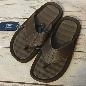 George men's flip flops sandals brown size 7